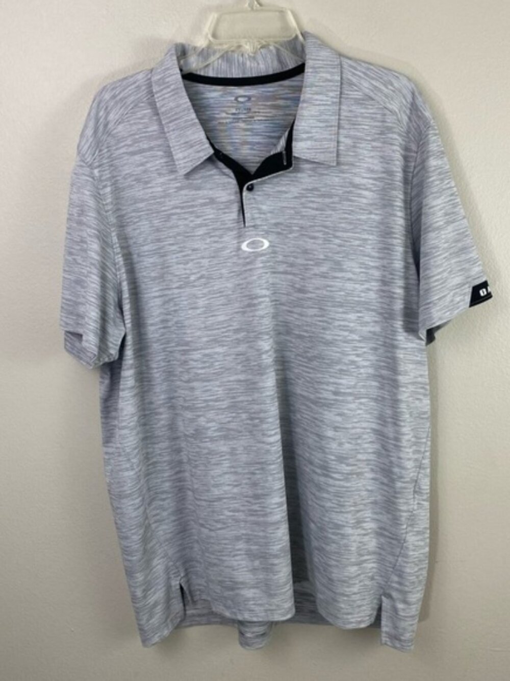 Oakley Gray Striped Performance Golf Polo Shirt